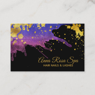 *~* Guld Abstrakt Lila Watercolor Luxe Visitkort