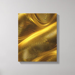 Guld Abstrakt Metallic Swirl Art Canvastryck