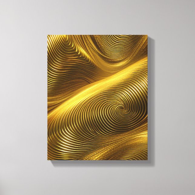 Guld Abstrakt Metallic Swirl Art Canvastryck (Framsida)