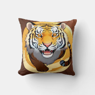 Guld Abstrakt Tiger Illustration Kudde