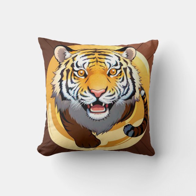 Guld Abstrakt Tiger Illustration Kudde (Framsida)
