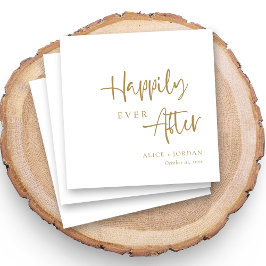 Guld accent lyckligtvis efter skript Bröllop Pappersservett