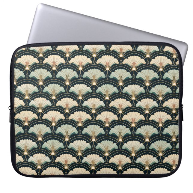 Guld Accented Japaninspirated Electronics Bag Laptop Fodral (Framsidan)