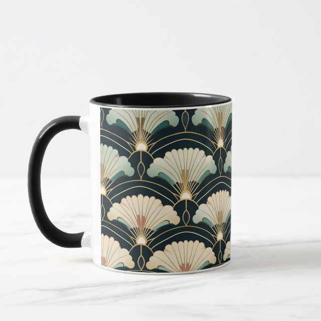Guld Accented Patterned Japaninspirated Mugg (Vänster)