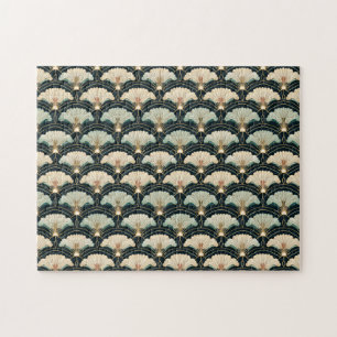 Guld Accented Patterned Japaninspirated Pussel
