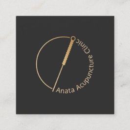 Guld Acupuncture Nål Logotyp Fyrkantigt Visitkort