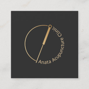 Guld Acupuncture Nål Logotyp Fyrkantigt Visitkort