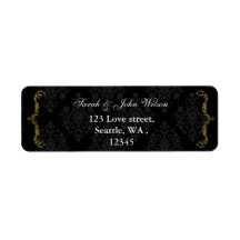 guld-adressetikett för svart returadress