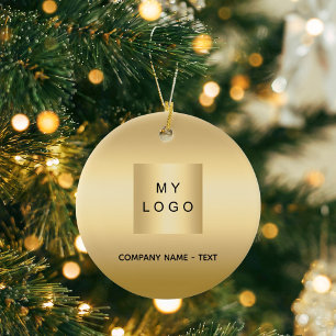 Guld affärsföretag, logotyp jul julgransprydnad keramik