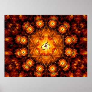 Guld- affisch för Om-Fractalmandala