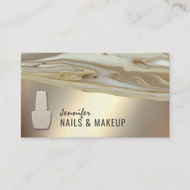 Guld agate geode chic metallic nagel visitkort (Framsida)