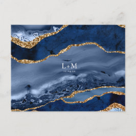 Guld Agate Geode Gemstone Bröllop Announcemen Meddelande Vykort