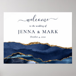 Guld Agate Geode Marble Bröllop Poster