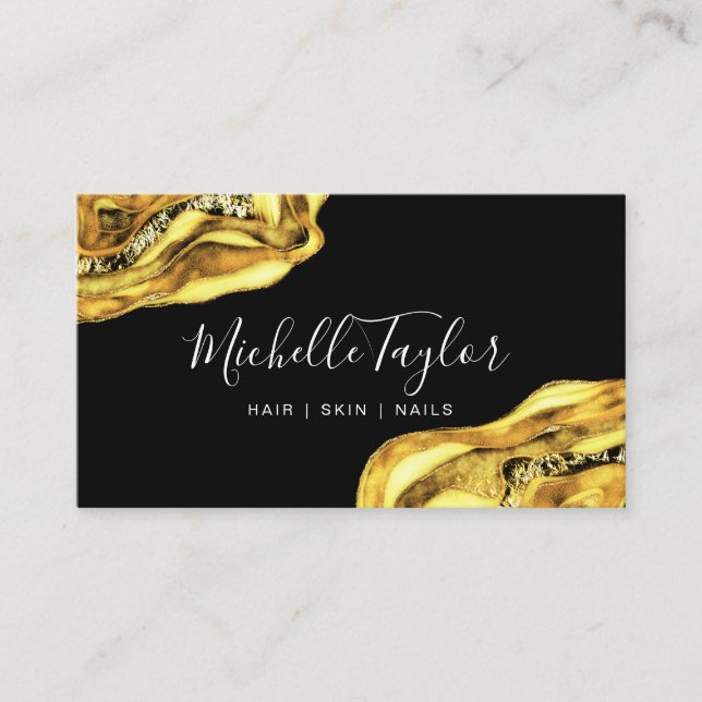 Guld Agate Modern Elegant Luxury Affärskort Visitkort (Framsida)