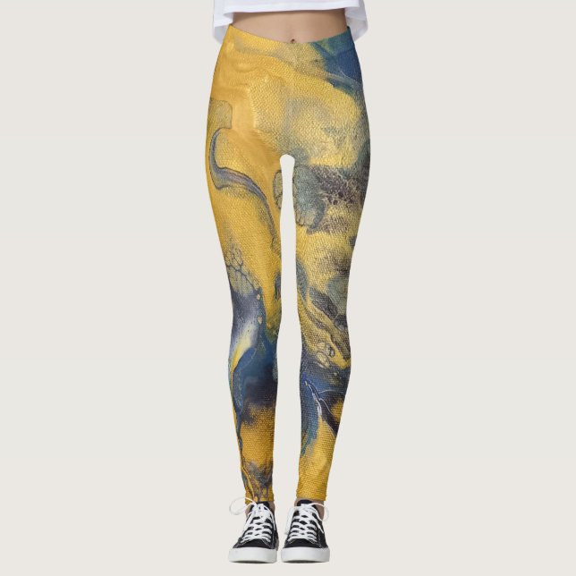 Guld akryl häll design  leggings (Framsida)