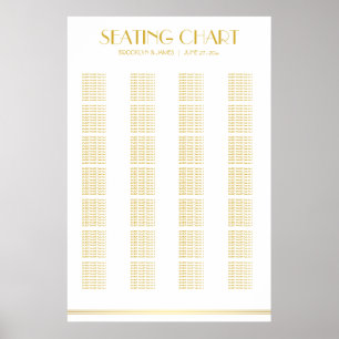 Guld Alfabetiskt sittdiagram för Bröllop Poster