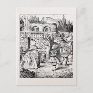 GULD- Alice i födelsedag för underlandTeaparty Inbjudningar