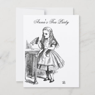 GULD Alice i Wonderland Tea Party födelsedagen Inbjudningar