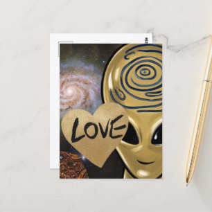 Guld Alien Kärlek Vykort