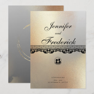 Guld Alkohol Bläck Elegant bröllop Inbjudningar