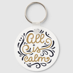Guld All är Lugn Typography jul Helgdag Nyckelring