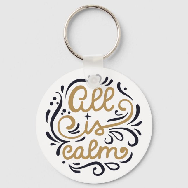 Guld All är Lugn Typography jul Helgdag Nyckelring (Framsida)