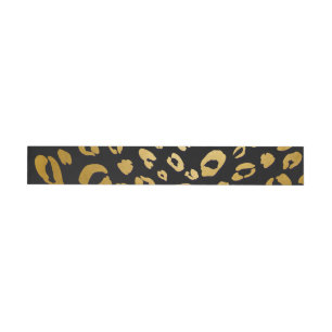 Guld Alla Färger Leopard Kort Wrap Around Etikette Etikettband