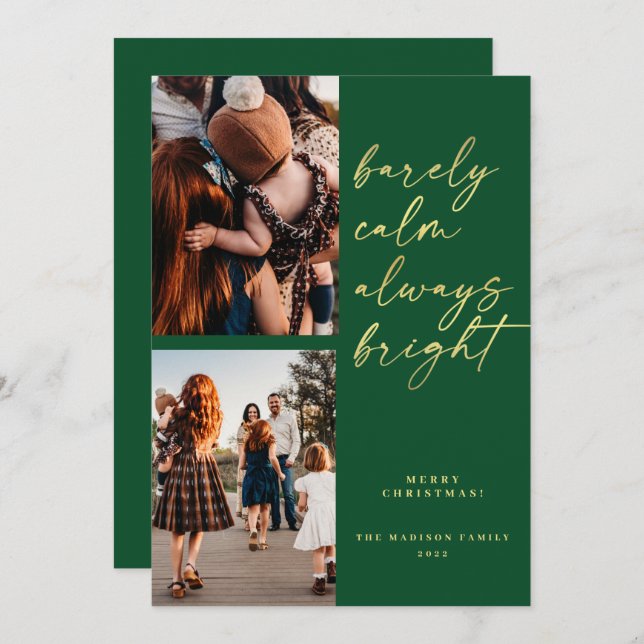 Guld alltid Bright Photo Jul-Grönt Julkort (Fram/baksida)