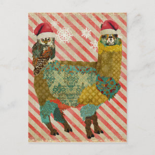 Guld Alpaca & Teal Uggla julkort Helg Vykort