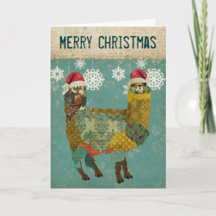 Guld- alpaca- & ugglajulkort helgkort