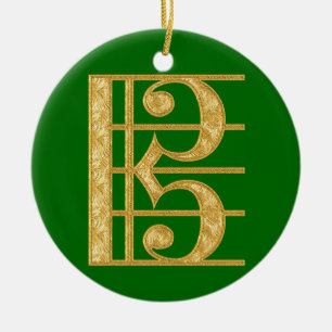 Guld- alt- klav julgransprydnad keramik