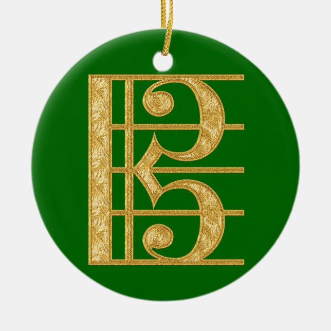 Guld- alt- klav julgransprydnad keramik (Framsidan)
