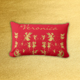 Guld Älvor med Pixie Dust på Red Monogram | Lumbarkudde