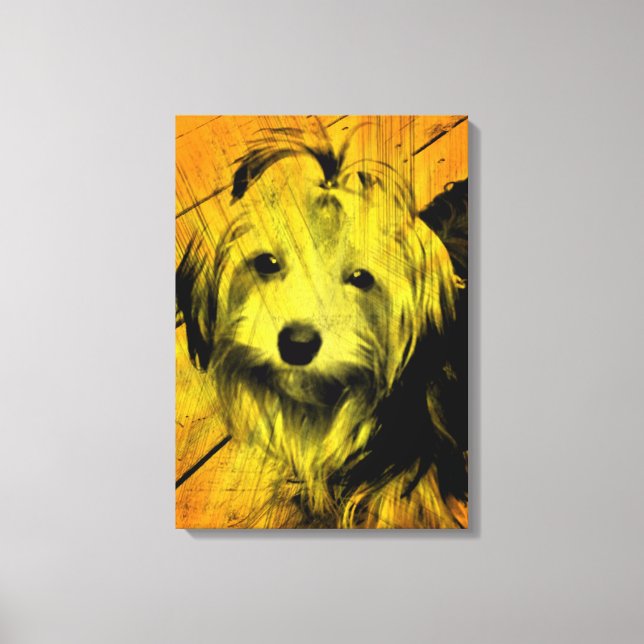 Guld Amber Grunge Yorkshire Terrier Wall Art Canvastryck (Framsida)