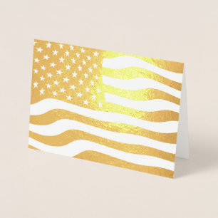 Guld Amerikanska Flagga USA Folierat Kort