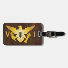 Guld Amerikanska Jungfruöarna Flagga, Faux Mörk Wo Bagagebricka