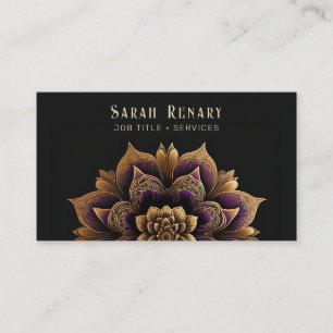 Guld & Ametyst Lotus Flower Black Visitkort