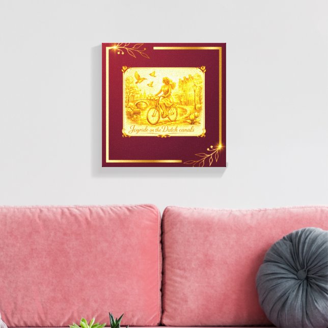Guld Amsterdam Böjda Broar Charm Canvastryck (Insitu (Vardagsrum))