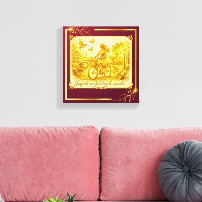 Guld Amsterdam Böjda Broar Charm Canvastryck (Insitu (Vardagsrum))