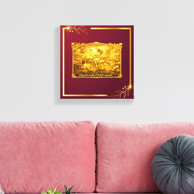 Guld Amsterdam Böjda Broar Charm Canvastryck (Insitu (Vardagsrum))