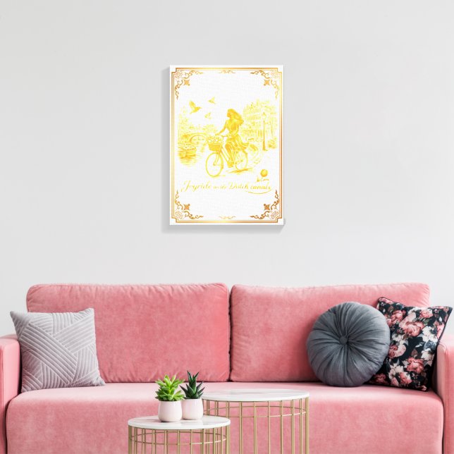 Guld Amsterdam välvda broar charm Canvastryck (Insitu (Vardagsrum))