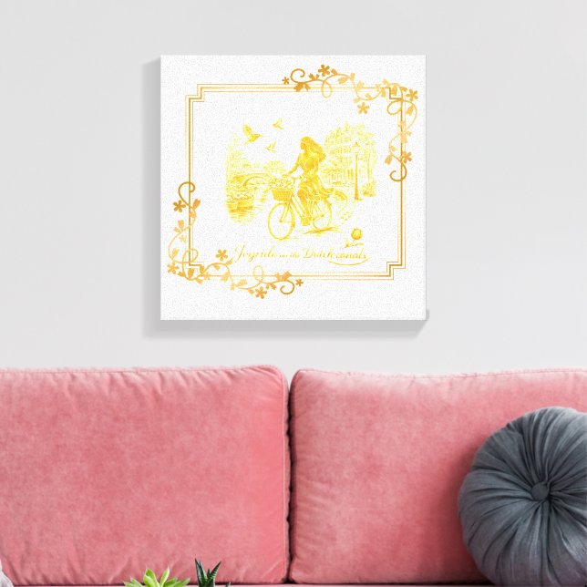 Guld Amsterdam välvda broar charm Canvastryck (Insitu (Vardagsrum))
