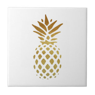 Guld- ananas, frukt i guld kakelplatta