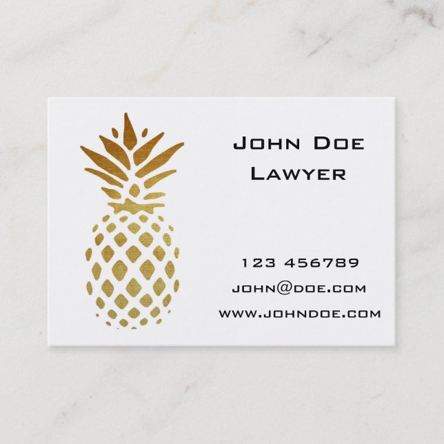Guld- ananas, frukt i guld visitkort (Framsida)