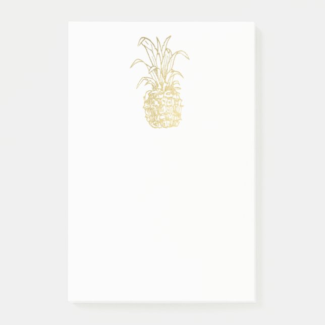 Guld Ananas Guld Falsk Folie Elegant Anpassad Post-it Block (Framsida)