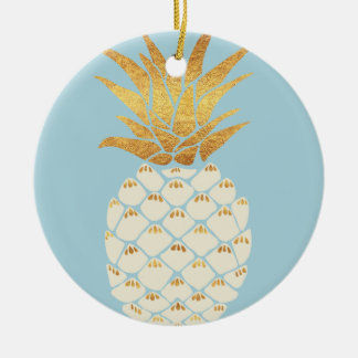 Guld- ananas julgransprydnad keramik