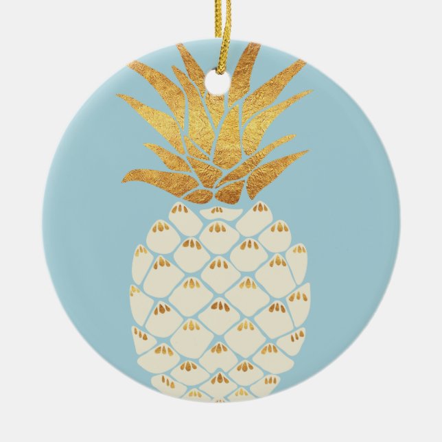 Guld- ananas julgransprydnad keramik (Framsidan)