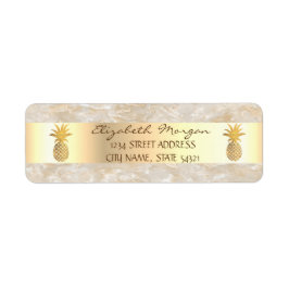 Guld Ananas Marmor Randig Adressetikett Returadress Etikett