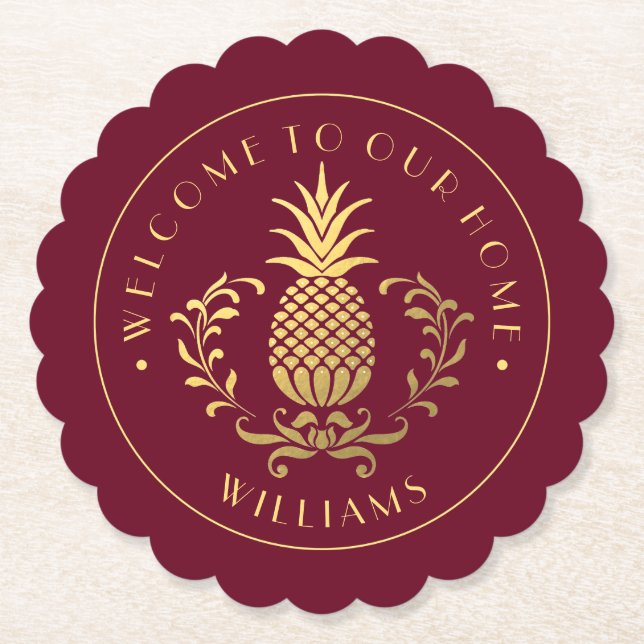 Guld ananas | Med Namn Underlägg Papper (Framsida)