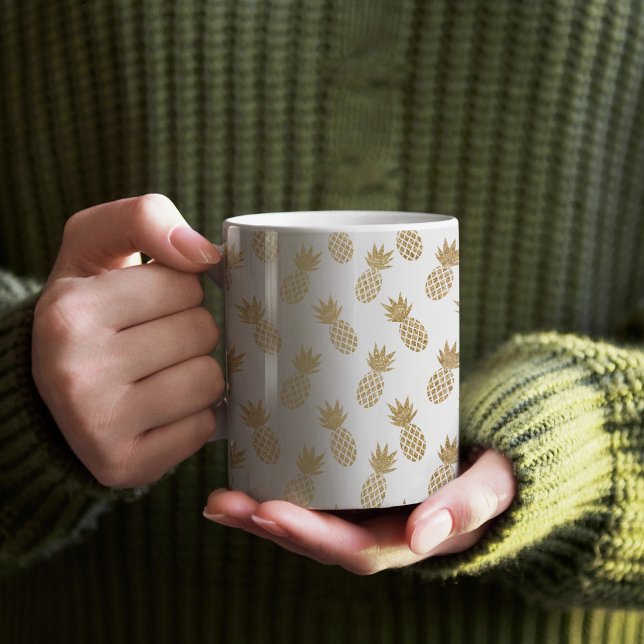Guld Ananas Mönster Kaffemugg (Gold Pineapple Pattern Mug)